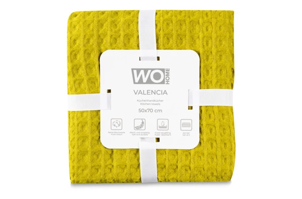 Набор полотенец кухонных WO HOME VALENCIA 50х70 см, 2 шт, хлопок, зеленый, п/к