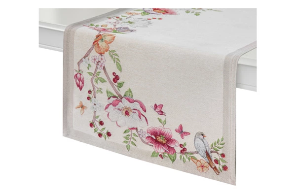 Дорожка для стола Mix&Match Home Магнолия 44х140 см, гобелен, бежевая