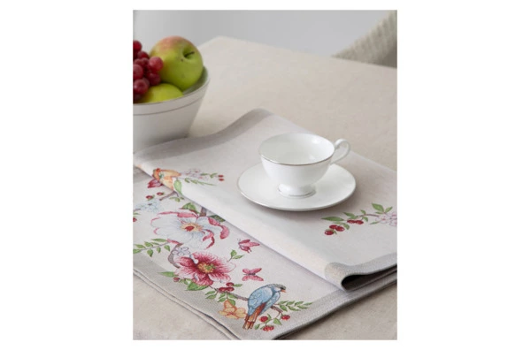 Дорожка для стола Mix&Match Home Магнолия 44х140 см, гобелен, бежевая