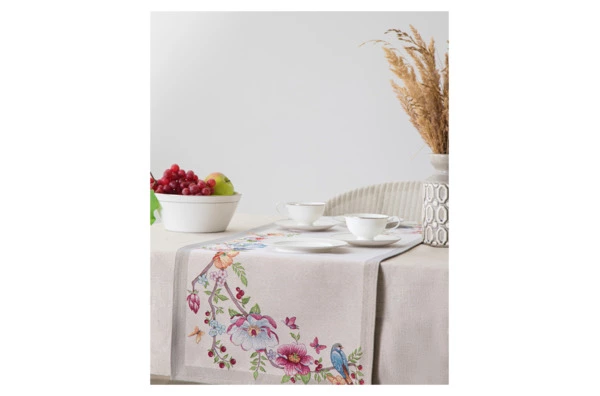 Дорожка для стола Mix&Match Home Магнолия 44х140 см, гобелен, бежевая