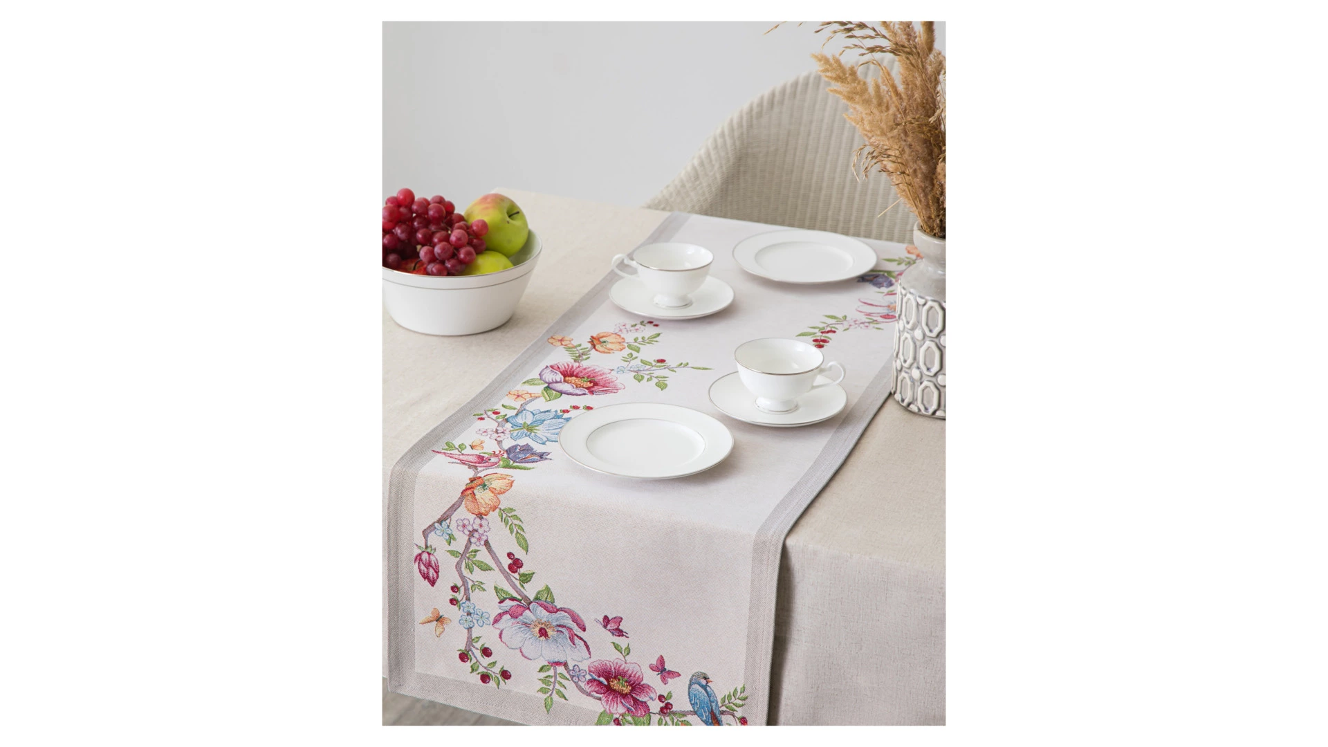 Дорожка для стола Mix&Match Home Магнолия 44х140 см, гобелен, бежевая