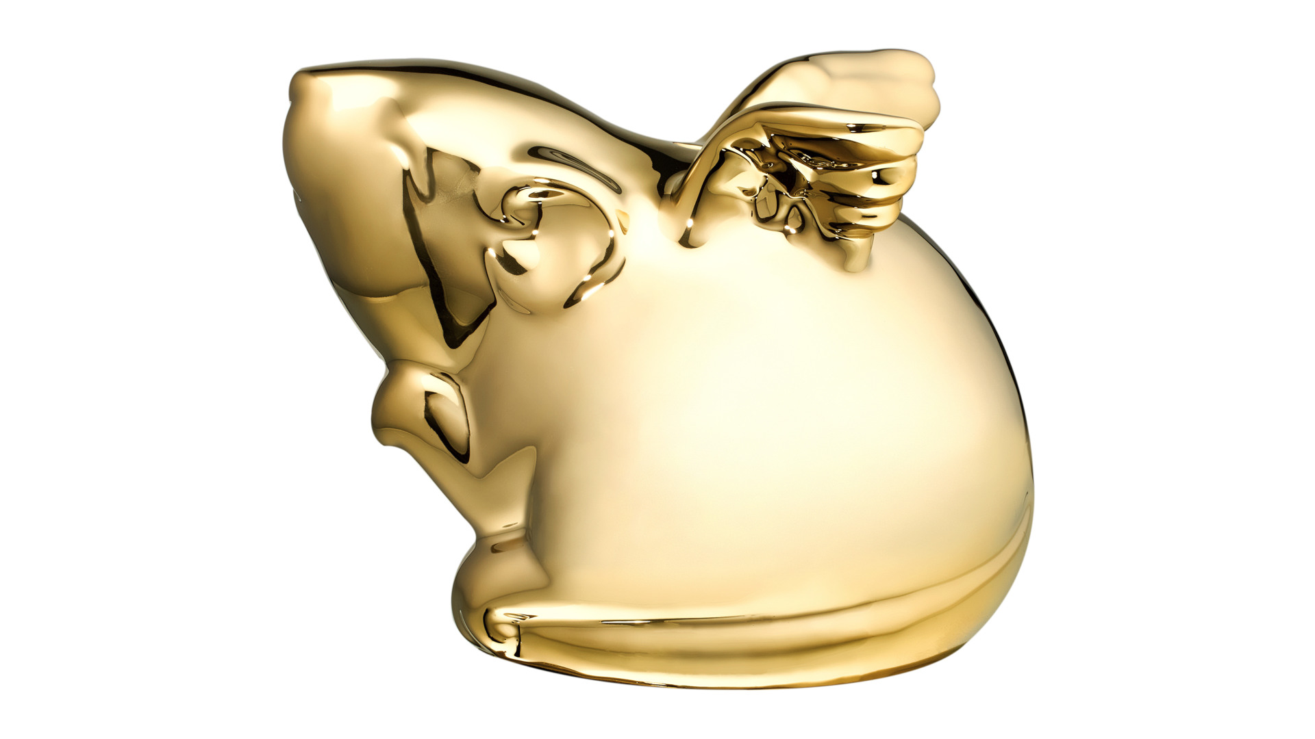 Копилка My Ceramic Story Мышка золотая с крыльями 17 см, керамика