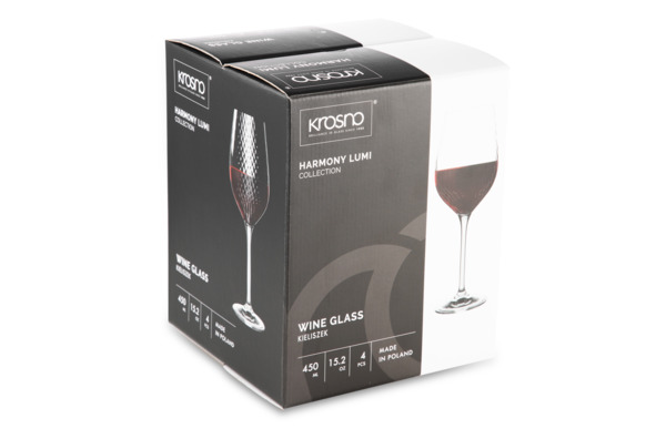 Набор бокалов для красного вина Krosno Гармония Люми 450 мл, 4 шт, стекло