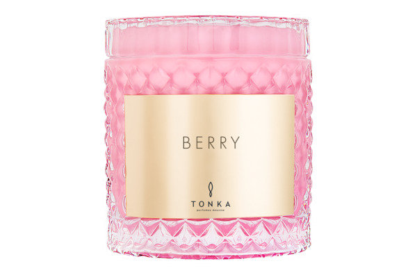 Свеча ароматическая Tonka Berry 220 мл, стекло, стакан розовый глосс, п/к
