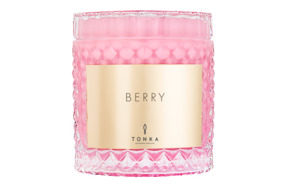 Свеча ароматическая Tonka Berry 220 мл, стекло, стакан розовый глосс, тубус