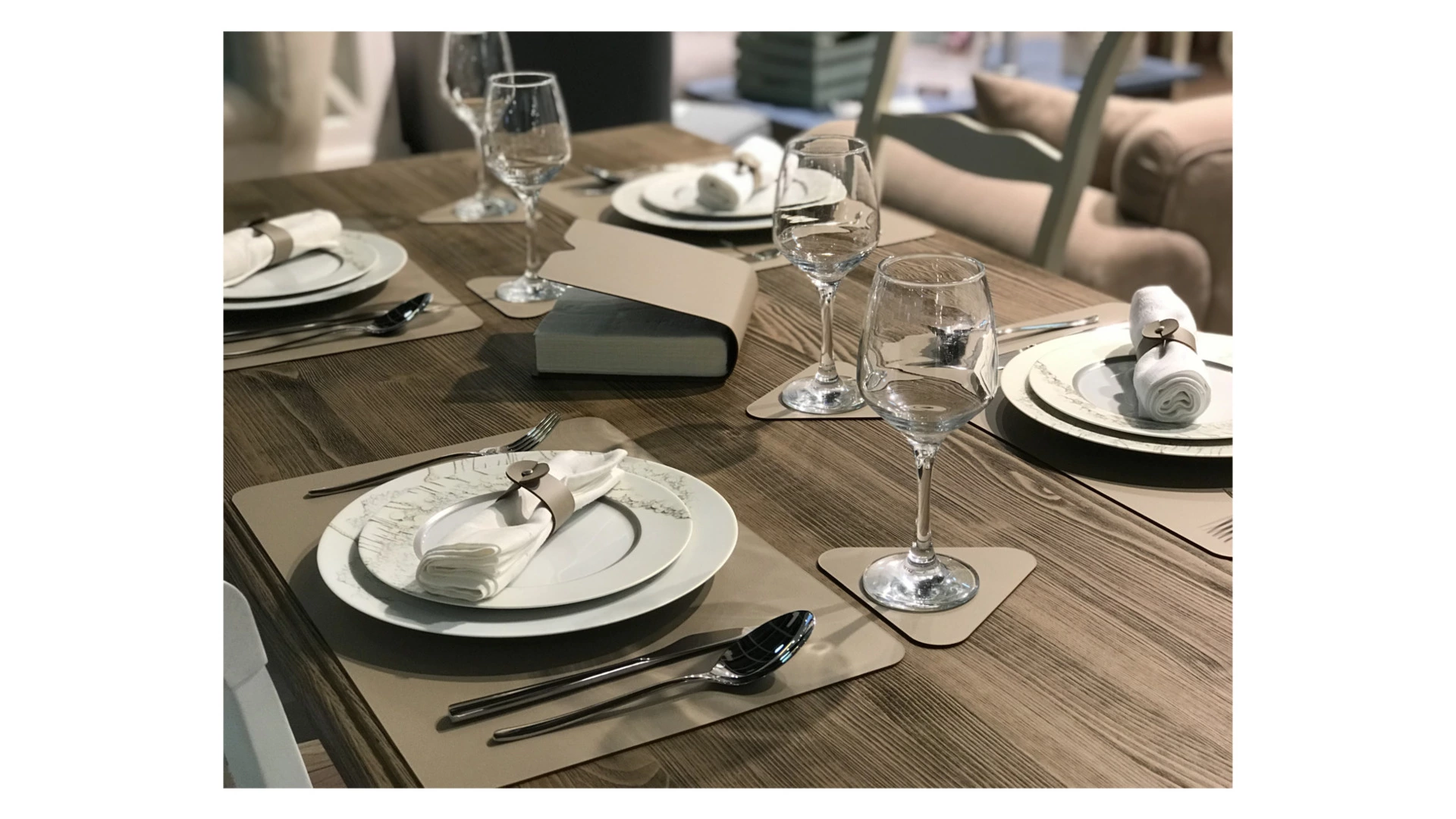 Плейсмат прямоугольный ADJ двусторонний 45х30 см, кожа натуральная, капучино - Sale