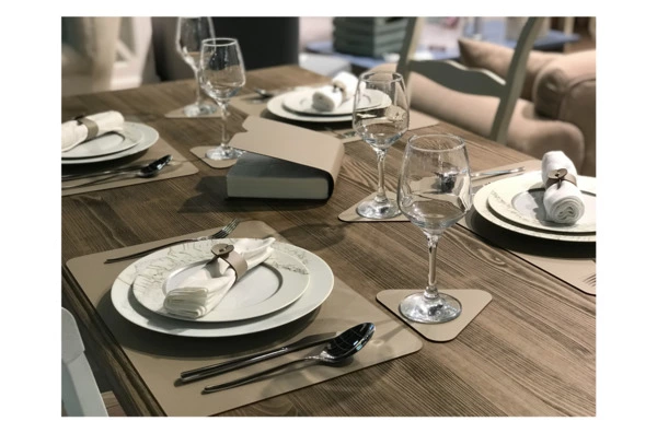 Плейсмат прямоугольный ADJ двусторонний 45х30 см, кожа натуральная, капучино - Sale