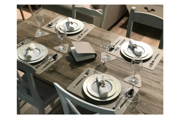 Плейсмат прямоугольный ADJ двусторонний 45х30 см, кожа натуральная, капучино - Sale