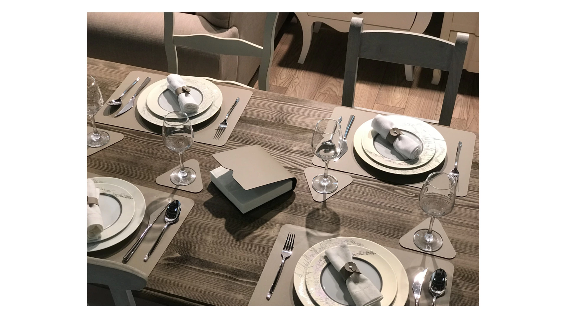 Плейсмат прямоугольный ADJ двусторонний 45х30 см, кожа натуральная, капучино - Sale