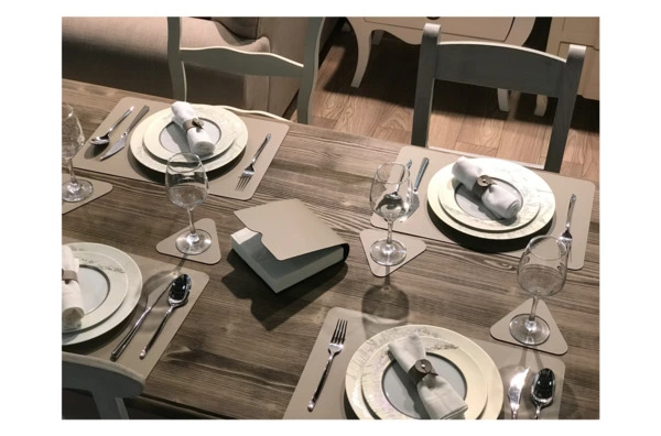 Плейсмат прямоугольный ADJ двусторонний 45х30 см, кожа натуральная, капучино - Sale