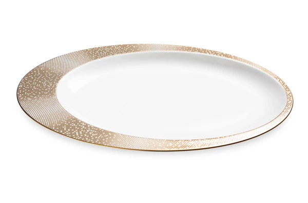 Блюдо овальное Narumi Золотая пыль 32 см, фарфор костяной