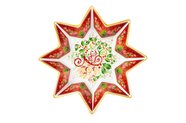 Салатник Lamart Palais Royal Рождественская Омела 17 см, форма звезда, фарфор