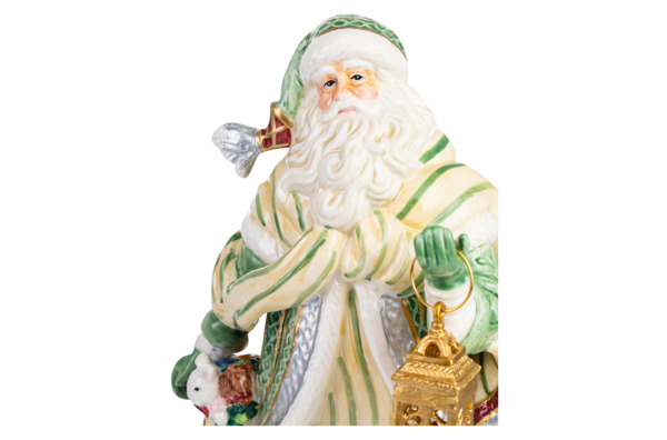 Фигурка новогодняя Lamart Fitz& Floyd Дед Мороз 34 см, керамика, ручная роспись, светло-зеленая