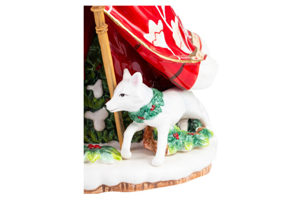 Фигурка новогодняя Lamart Fitz& Floyd Дед Мороз с животными 34 см, керамика, ручная роспись, красная