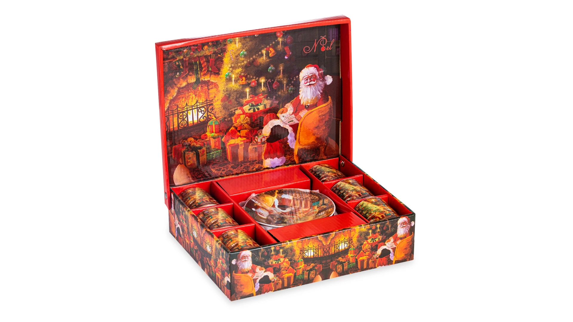 Набор чашек кофейных с блюдцами Lamart Noel Сюрприз Подарки Санты, фарфор,  6 шт, п/к