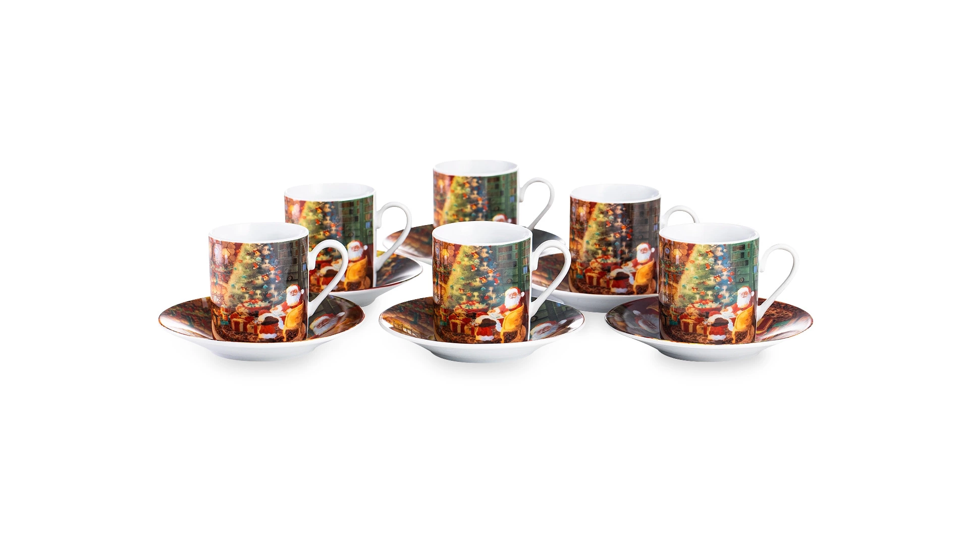 Набор чашек кофейных с блюдцами Lamart Noel Сюрприз Подарки Санты, фарфор,  6 шт, п/к