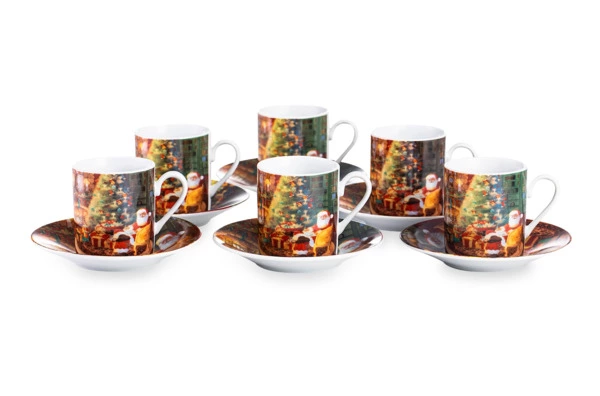 Набор чашек кофейных с блюдцами Lamart Noel Сюрприз Подарки Санты, фарфор,  6 шт, п/к