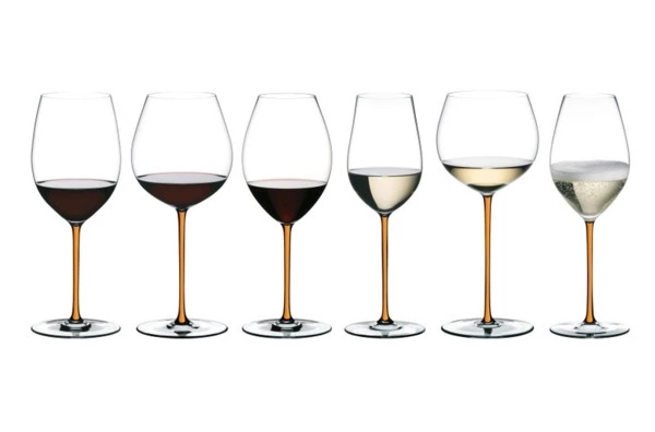 Бокал для шампанского Riedel Fatto a Mano Champagne 459мл, оранжевая ножка, ручная работа, хрусталь