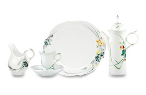 Сервиз кофейный мокко Meissen Игра волн, рельеф, дикая флора на 6 персон 15 предметов