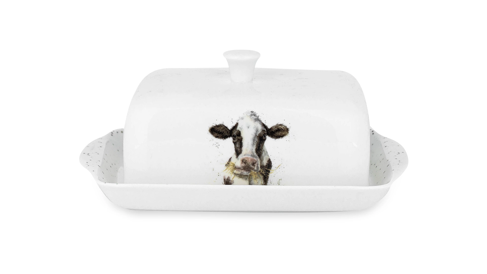 Маслёнка с крышкой Royal Worcester Забавная фауна Буренка 18,3 см, фарфор костяной