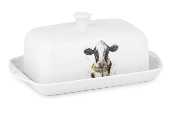 Маслёнка с крышкой Royal Worcester Забавная фауна Буренка 18,3 см, фарфор костяной