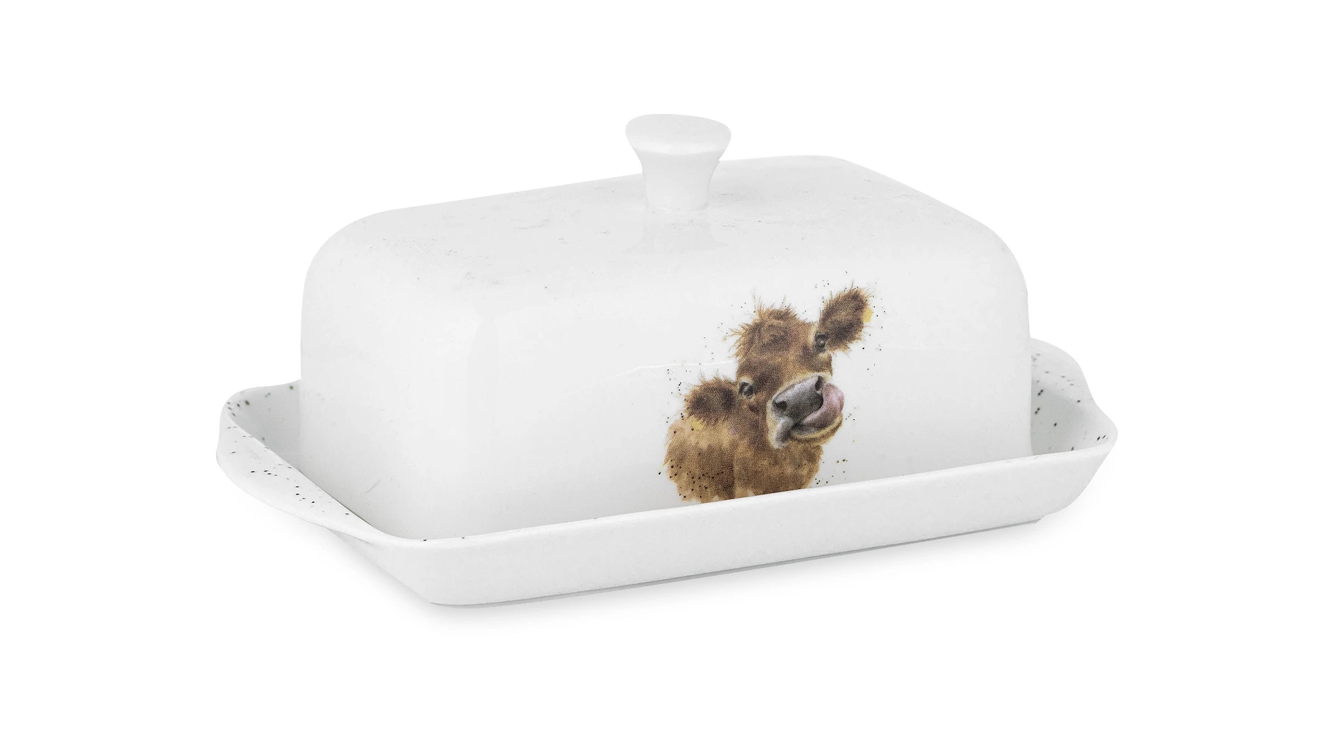 Маслёнка с крышкой Royal Worcester Забавная фауна Буренка 18,3 см, фарфор костяной