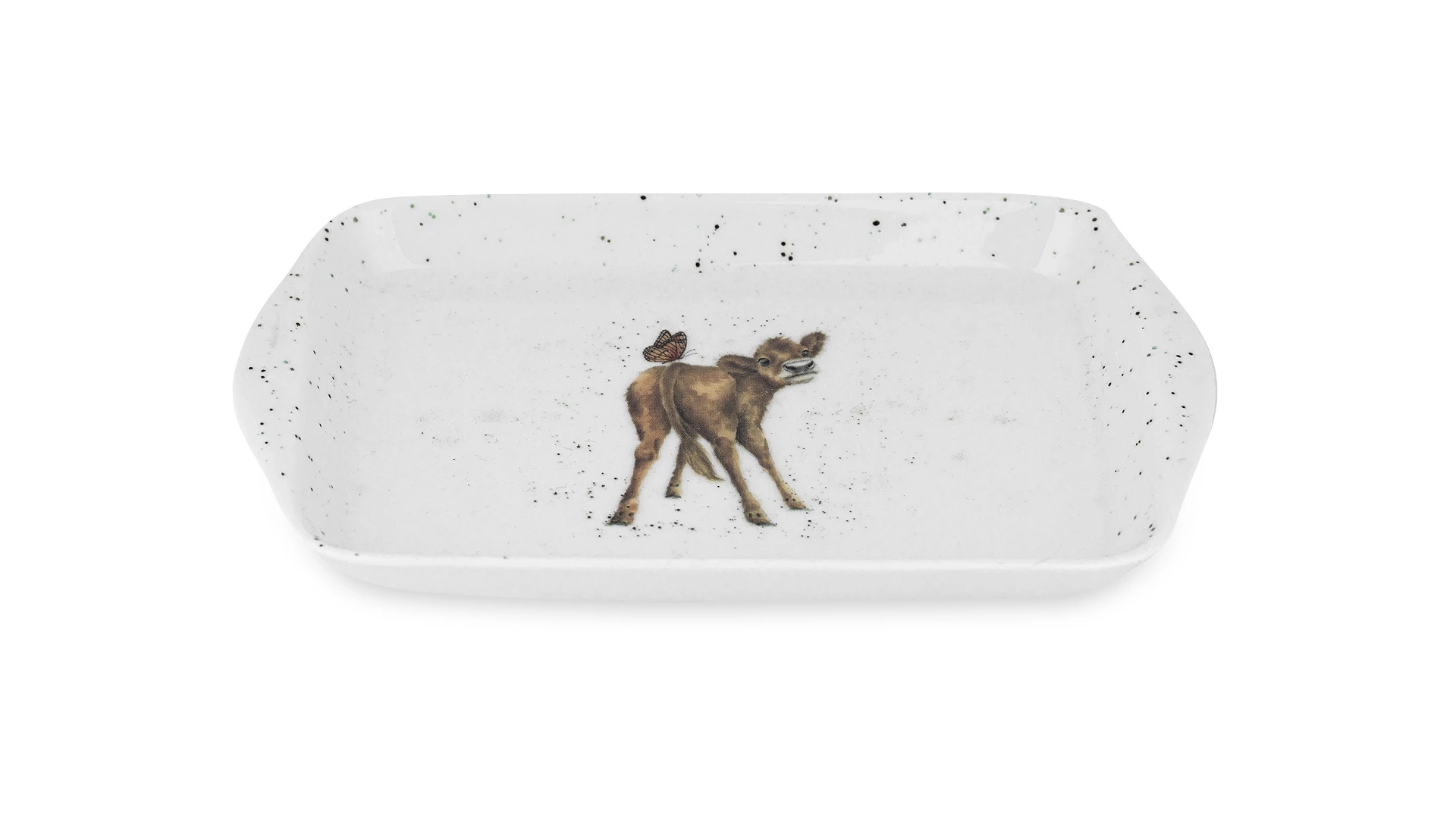 Маслёнка с крышкой Royal Worcester Забавная фауна Буренка 18,3 см, фарфор костяной