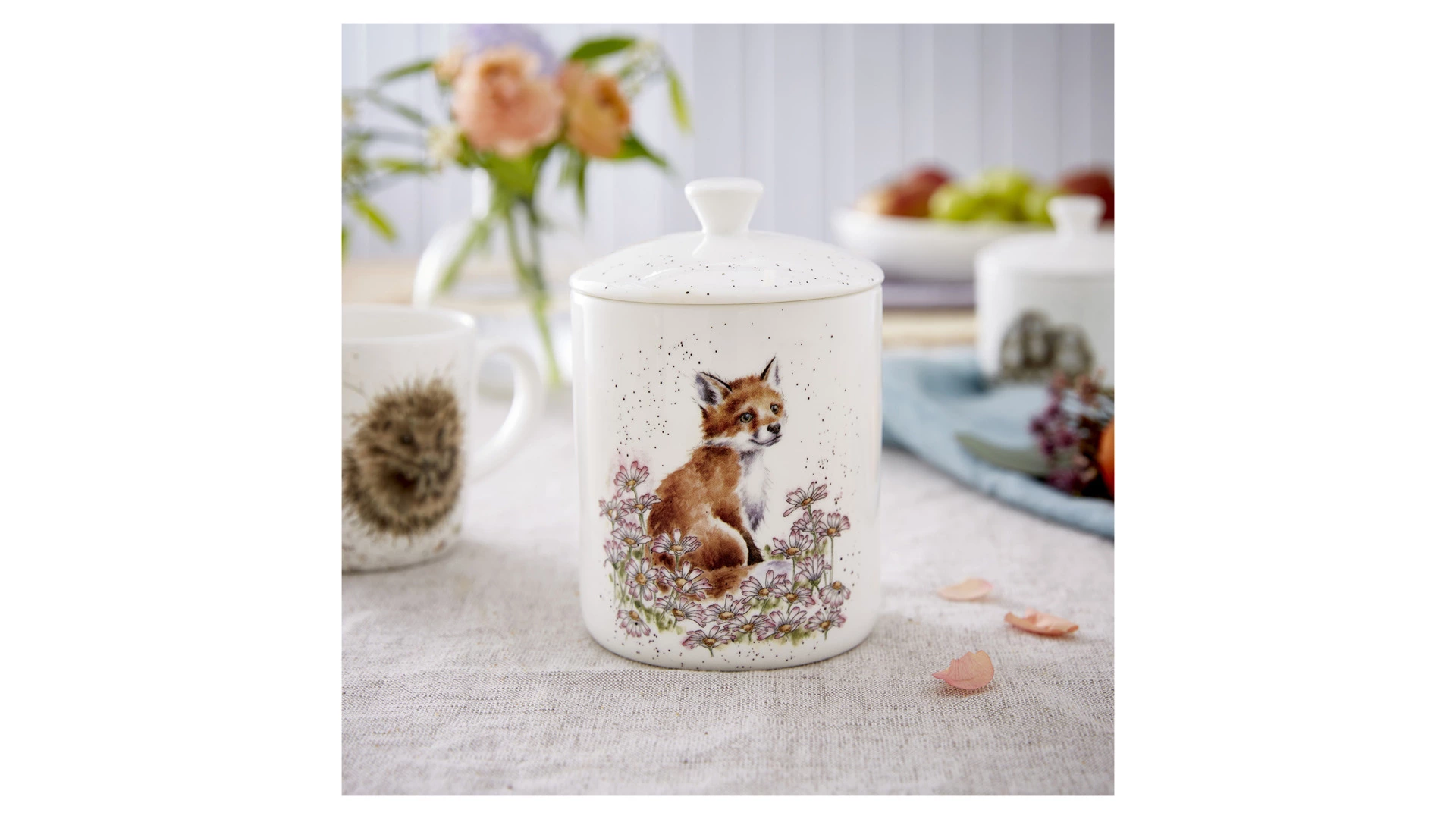Банка для хранения с крышкой Royal Worcester Забавная фауна Лиса 14х10 см, фарфор костяной