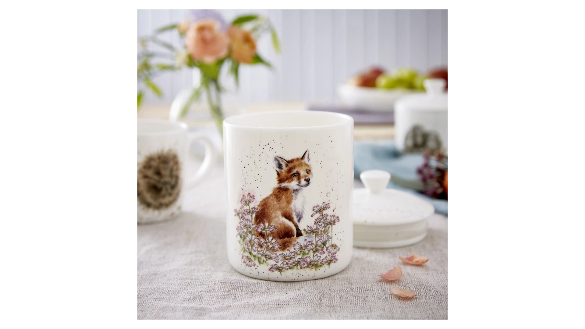 Банка для хранения с крышкой Royal Worcester Забавная фауна Лиса 14х10 см, фарфор костяной