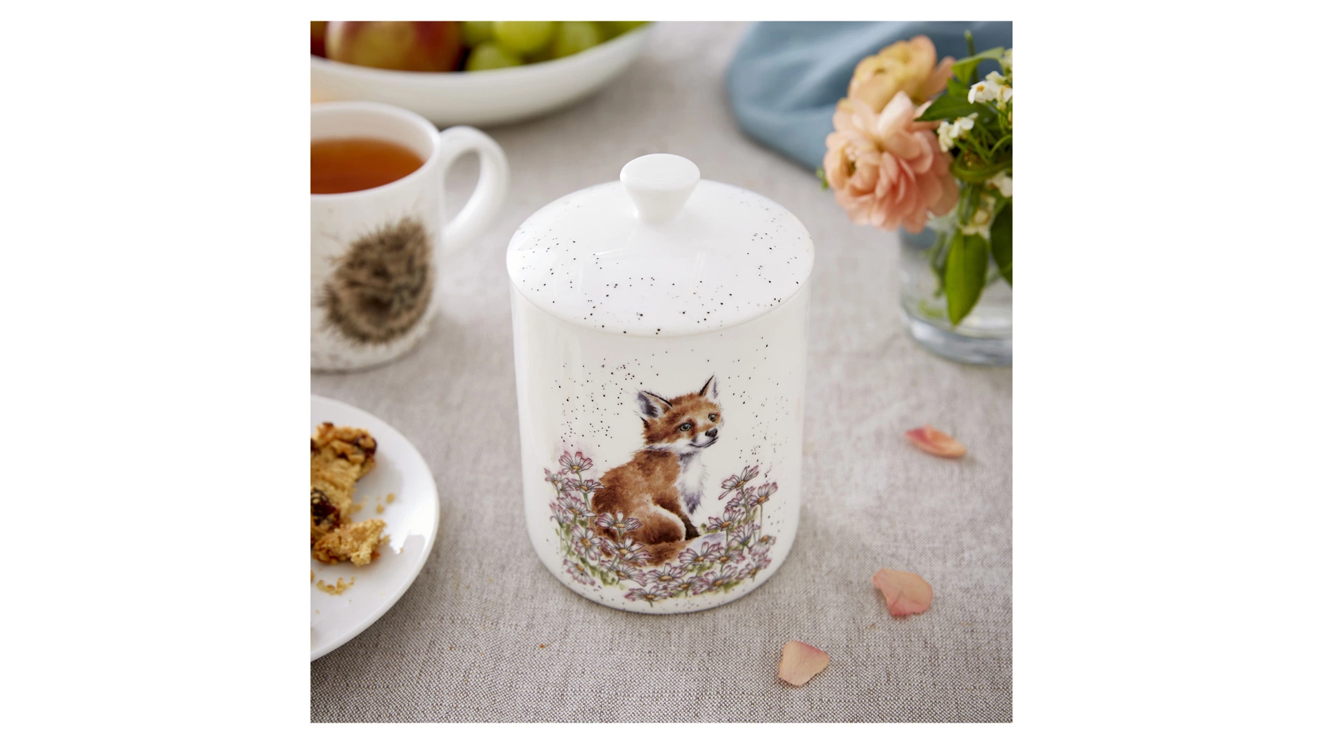 Банка для хранения с крышкой Royal Worcester Забавная фауна Лиса 14х10 см, фарфор костяной