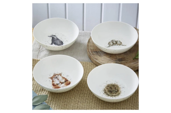Набор тарелок для каши Royal Worcester Забавная фауна Барсук, еж, лиса, сова 15 см, 4 шт