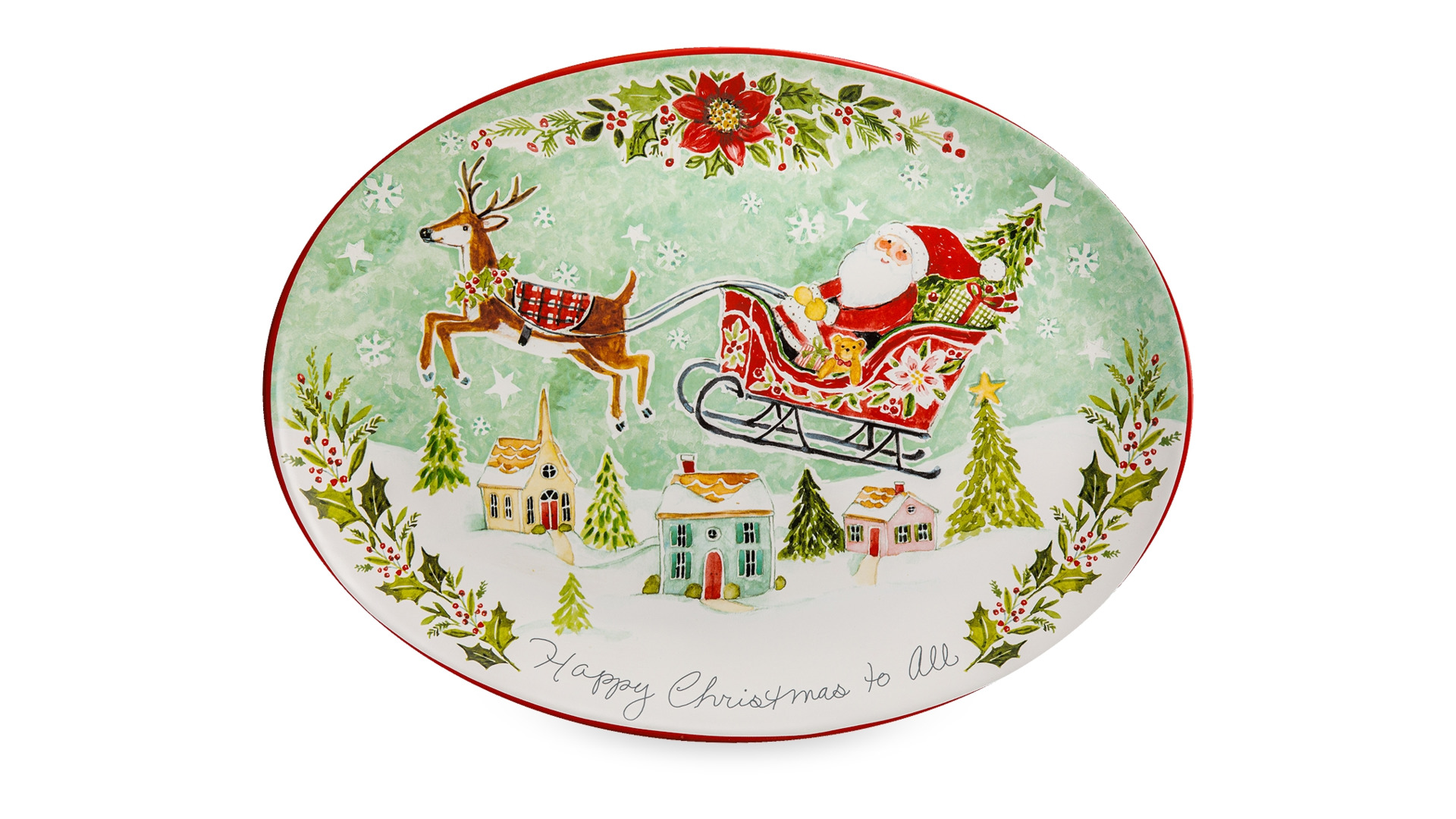 Блюдо овальное Certified Int. Счастливое Рождество 40,5х30,5 см, керамика