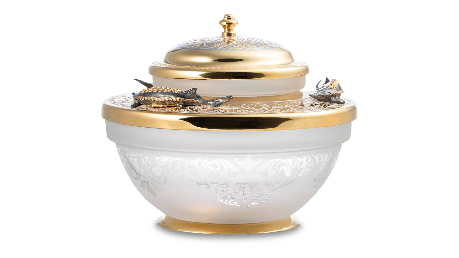 Икорница с ложкой Bronza-magazin Белужья 60 мл с позолотой, латунь, п/к