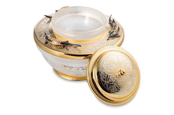 Икорница с ложкой Bronza-magazin Белужья 60 мл с позолотой, латунь, п/к