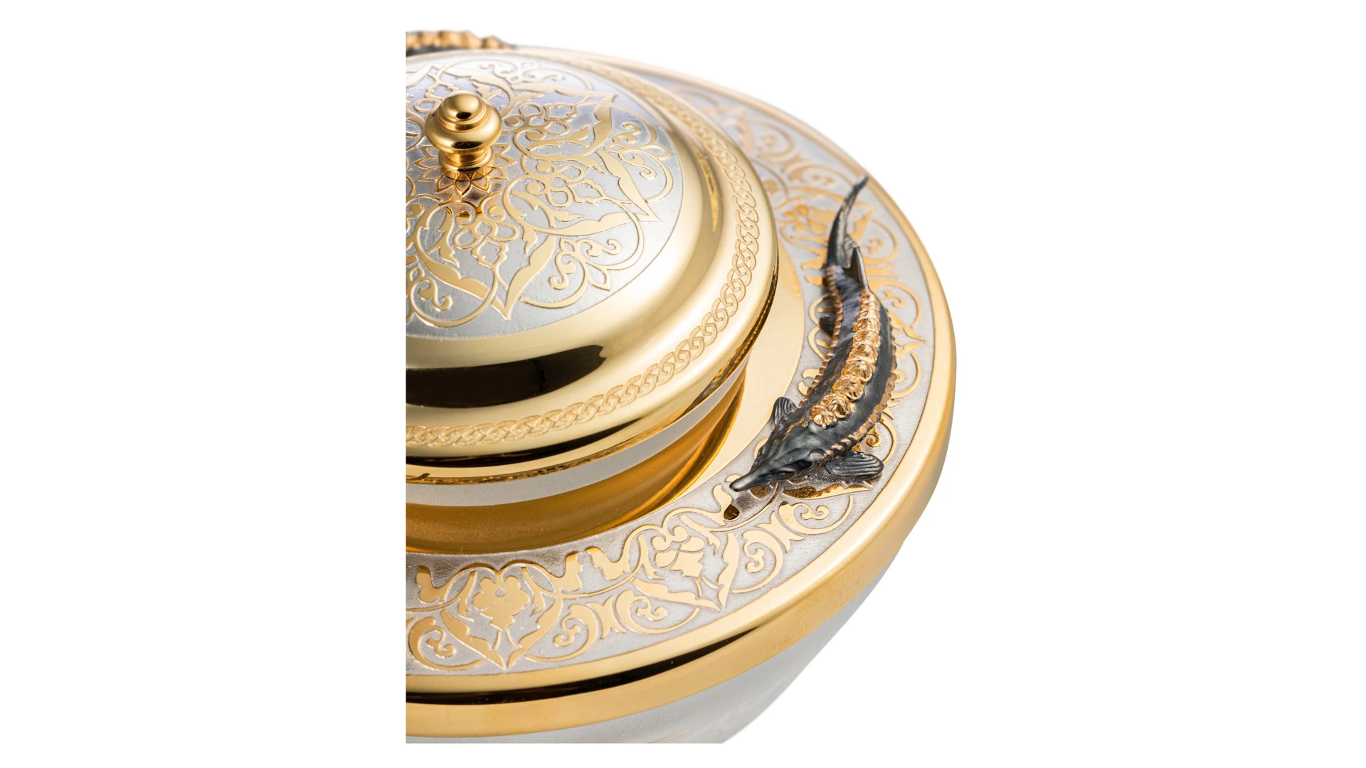 Икорница с ложкой Bronza-magazin Белужья 60 мл с позолотой, латунь, п/к