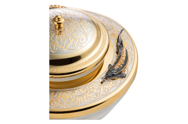 Икорница с ложкой Bronza-magazin Белужья 60 мл с позолотой, латунь, п/к