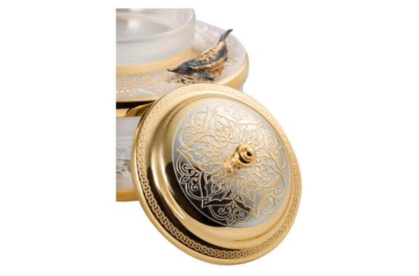 Икорница с ложкой Bronza-magazin Белужья 60 мл с позолотой, латунь, п/к