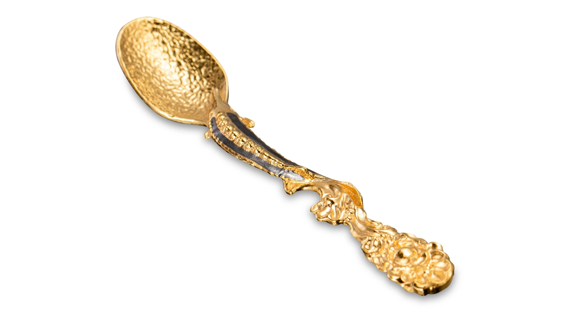 Икорница с ложкой Bronza-magazin Осетровая 60 мл с посеребрением, латунь, п/к