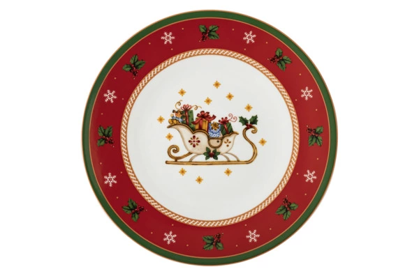 Блюдо круглое Hutschenreuther Зимняя пора 31 см, фарфор, красное