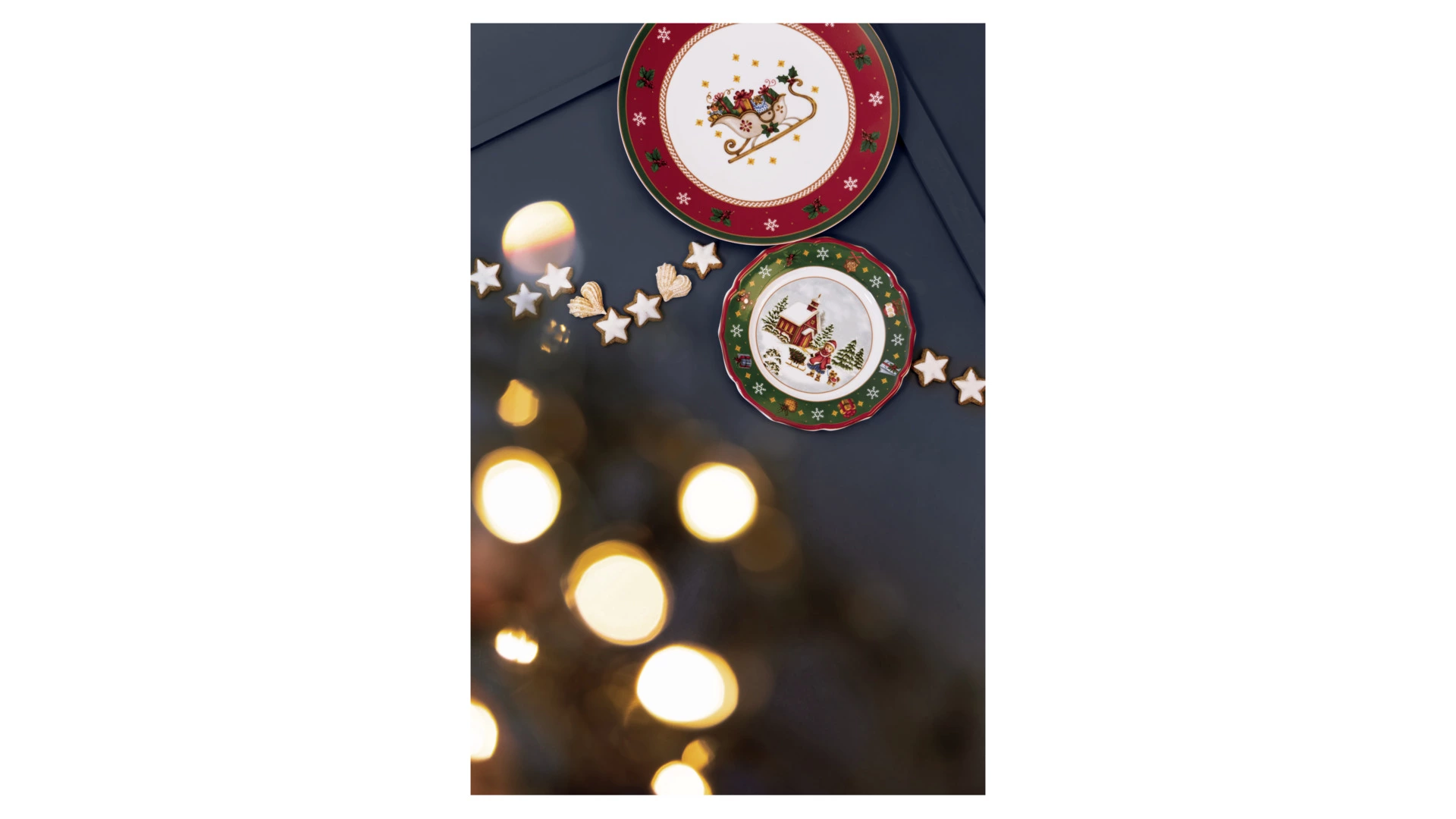 Блюдо круглое Hutschenreuther Зимняя пора 31 см, фарфор, красное