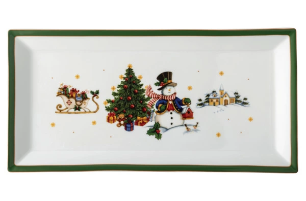 Блюдо прямоугольное Hutschenreuther Зимняя пора 38х18 см, фарфор, зеленое
