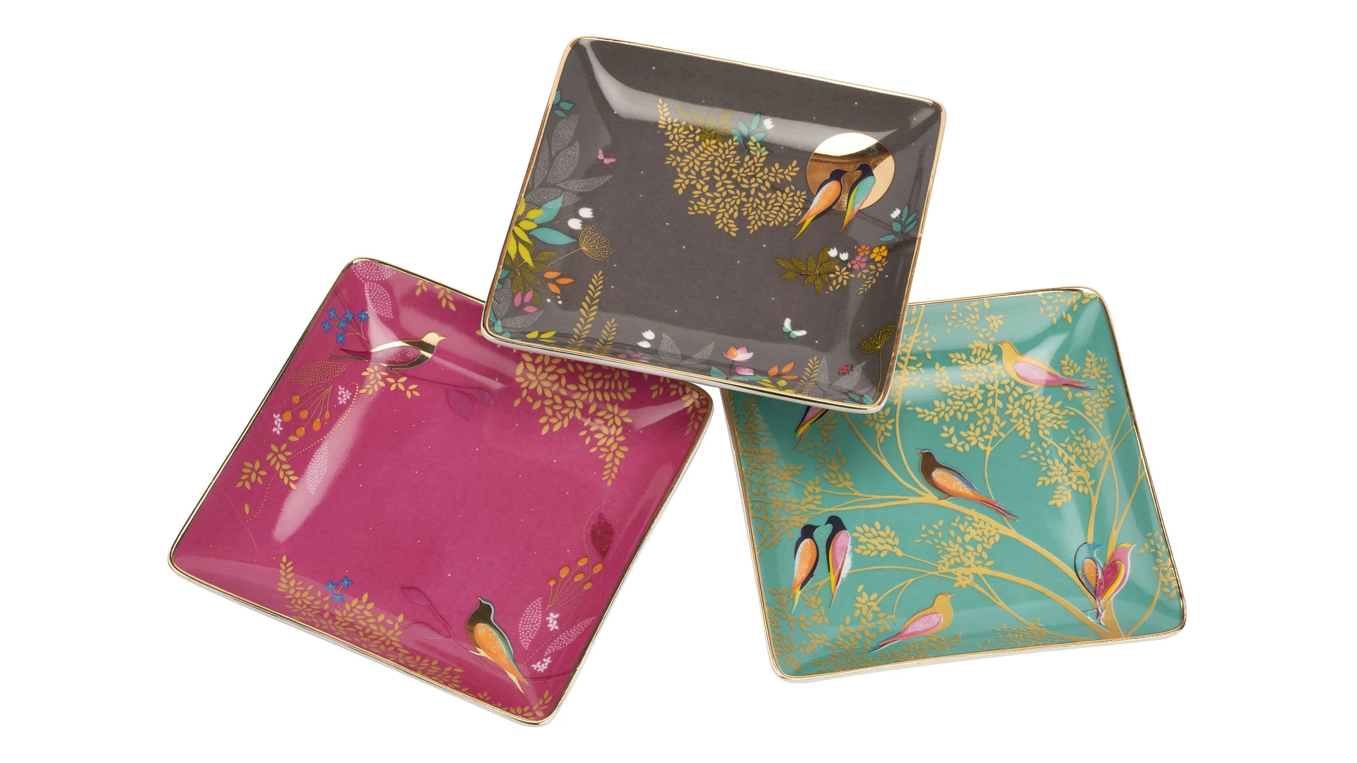 Набор мелочниц квадратных Portmeirion Сара Миллер Челси 11 см, фарфор, 3 шт, 3 цвета, п/к