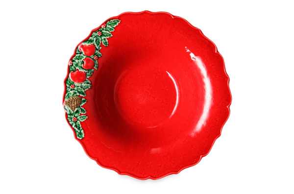 Салатник Bordallo Pinheiro Рождественская гирлянда 34 см, керамика, красный