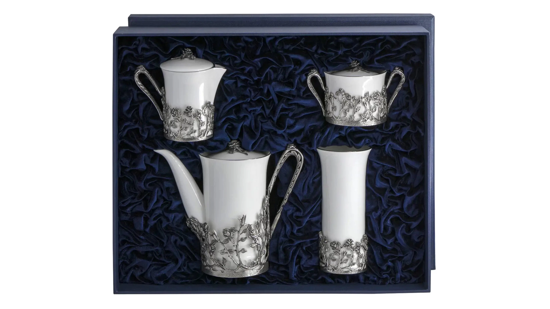 Набор кофейный в футляре АргентА Роза 4 предмета 578,57 г, серебро 925