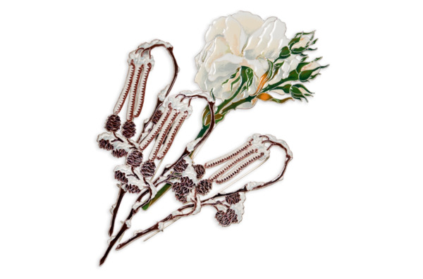 Брошь Русские самоцветы Розы Зимнего Дворца 47,1 г, серебро 925