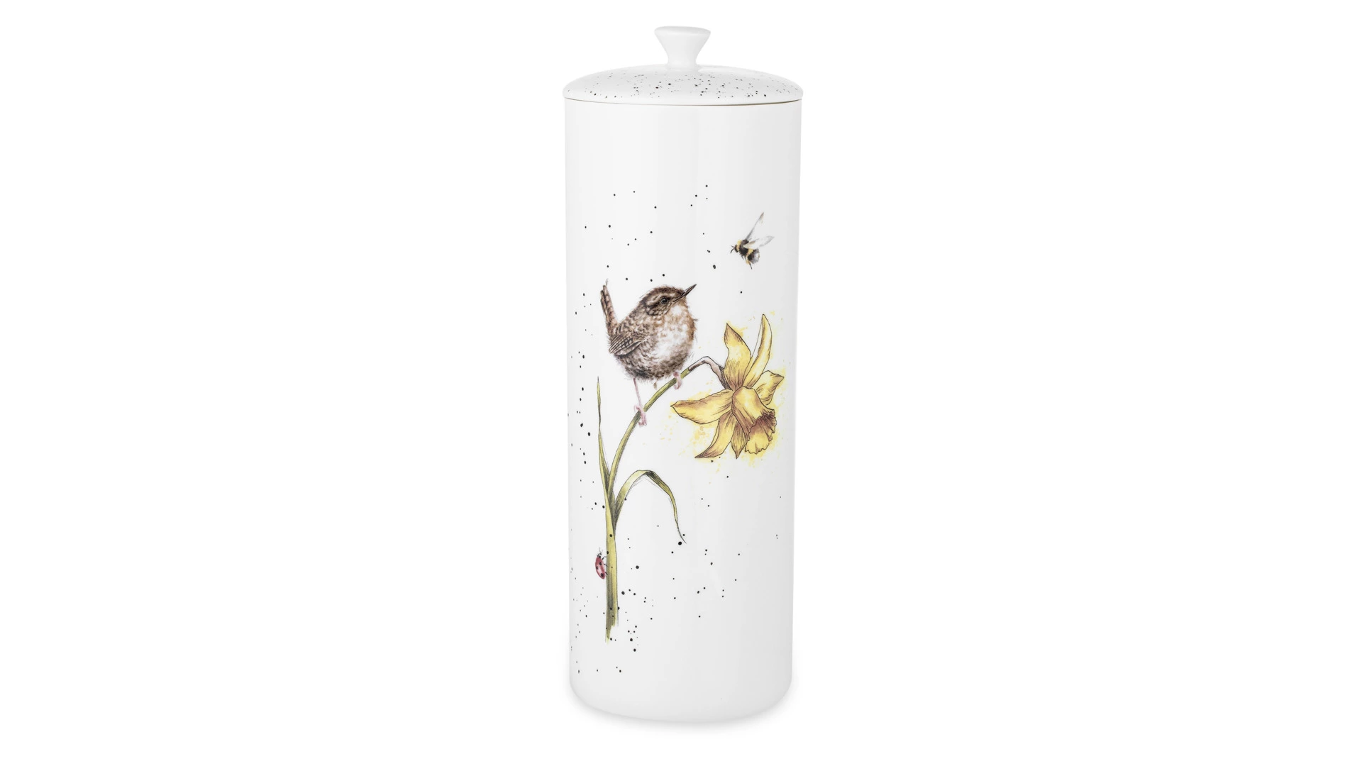 Банка для хранения с крышкой Royal Worcester Забавная фауна Крапивник 31х11 см, фарфор костяной