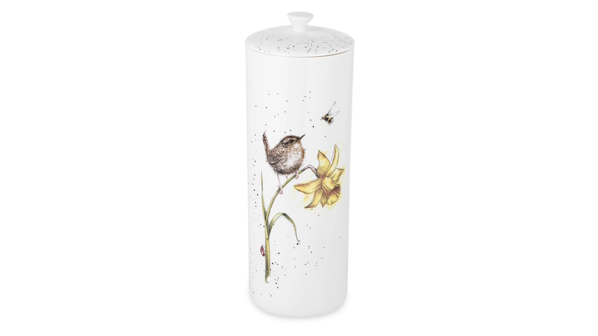 Банка для хранения с крышкой Royal Worcester Забавная фауна Крапивник 31х11 см, фарфор костяной