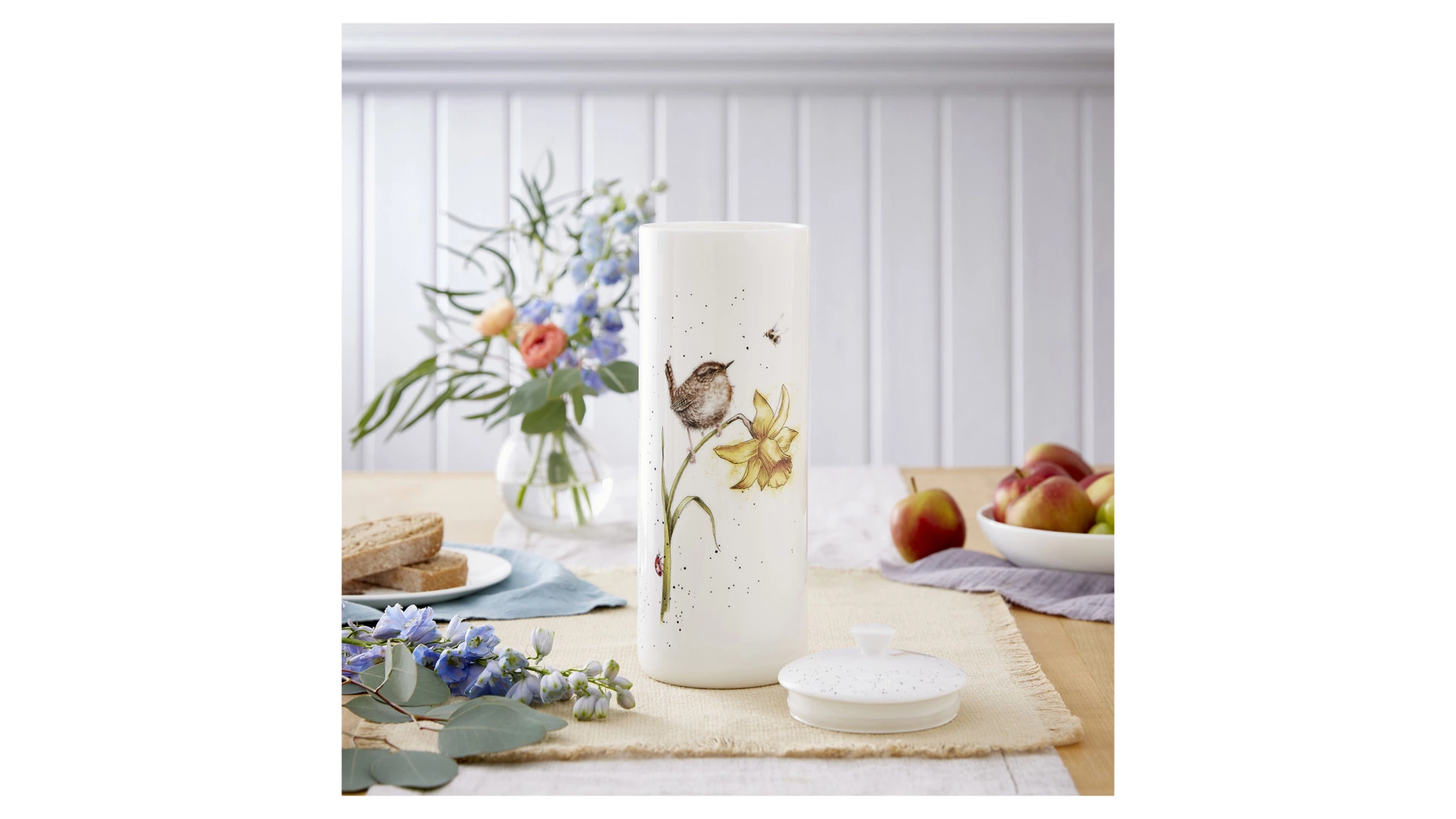 Банка для хранения с крышкой Royal Worcester Забавная фауна Крапивник 31х11 см, фарфор костяной