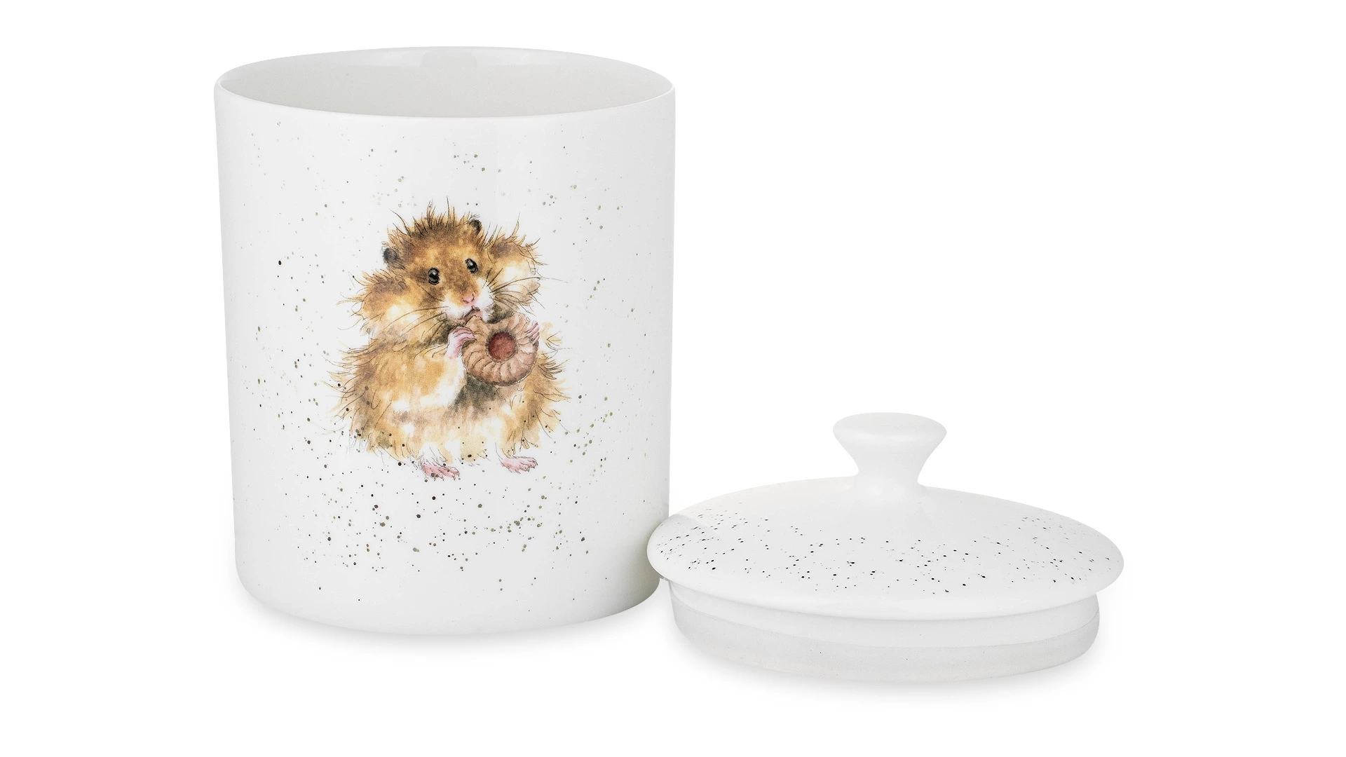 Банка для хранения с крышкой Royal Worcester Забавная фауна Хомячок 18х13 см, фарфор костяной