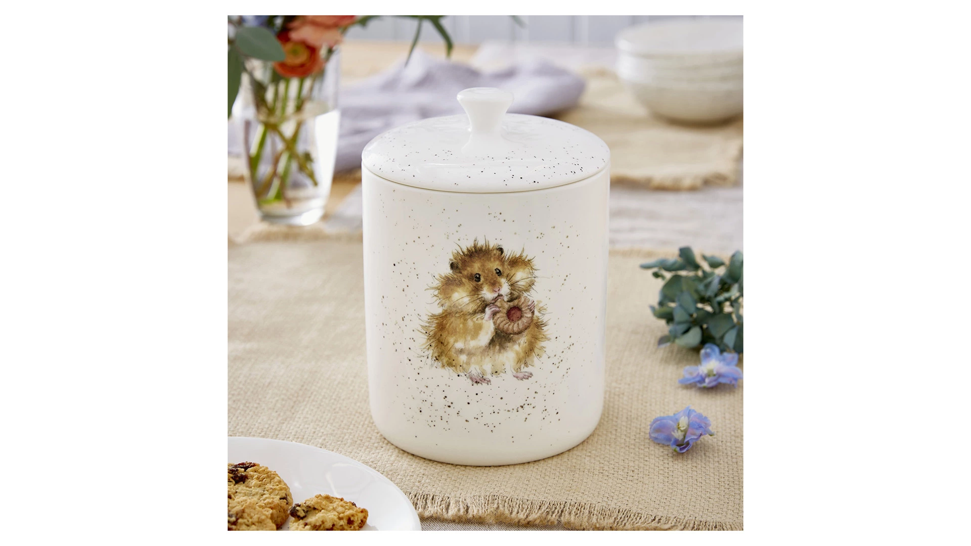 Банка для хранения с крышкой Royal Worcester Забавная фауна Хомячок 18х13 см, фарфор костяной